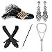 ZeroShop 1920s Accessories Headband Earrings Necklace Gloves (Medium, M13)