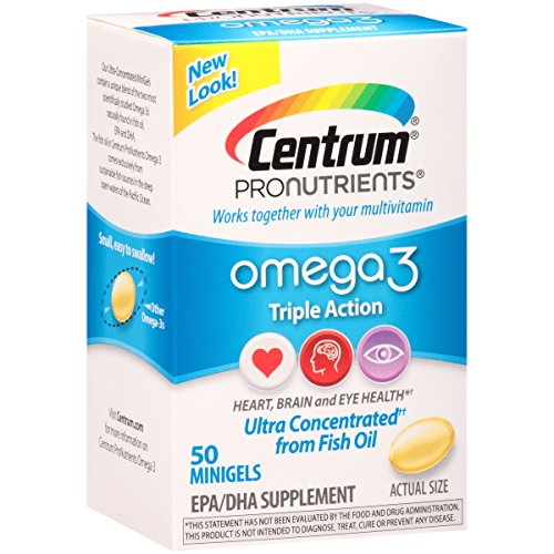 Centrum ProNutrients Omega-3 (50-Count MiniGels) Triple-Action Concentrated Fish Oil Supplement, Vitamins A, C, E, and Lutein