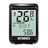 Enkeeo Bike Computer Wireless Speed and Cadence Bicycle Speedometer 2.4GHz Transmission with Large LCD Display, Distance/Time/Calories/Temperature Tracking Multi-Function