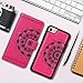 iPhone 8 Case,iPhone 7 Wallet Cases with Detachable Slim Case Fit Magnetic Car Mount, Card Solts Holder, CASEOWL Embossed Mandala Pattern Flower Floral Vegan Leather Flip Wallet Case [Hot Pink]
