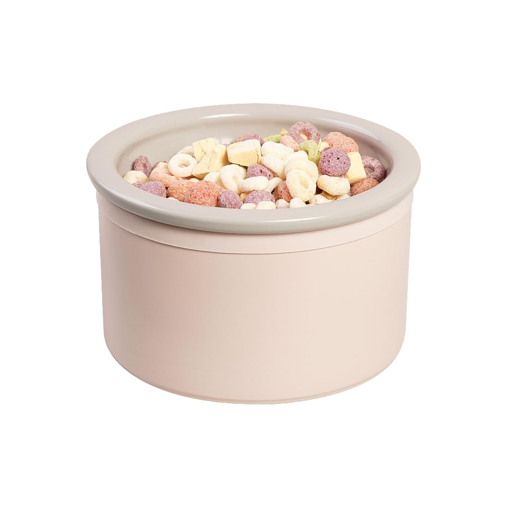 Photo 1 of BOWLBOWL Elevated Cat Dog Bowls, 6.5" Wide Raised Cat Food Bowls Whisker Friendly, Anti Vomiting Cat Bowls for Indoor Cats, No Spill Dog Bowl, Made in Korea! (3.9"(h) - Gray&Pink, Round Bowl)