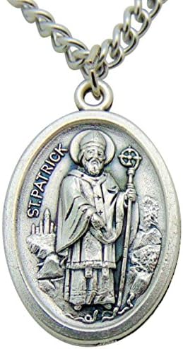Westman Works Patron Saints Silver Tone Metal Pendant 3/4 Inch Long Italian Medal with Chain