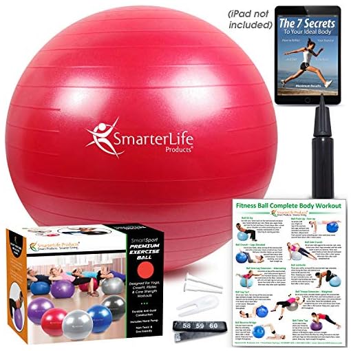 SmarterLife Workout Exercise Ball for Fitness, Yoga, Balance, Stability, or Birthing, Great as Yoga Ball Chair for… - Image 5
