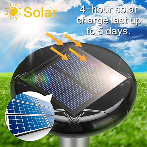 ELLASSAY Upgrade Mole Repellent, 2 Pack Ultrasonic Animal Repellent Solar Powered Gopher and Vole Chaser Humane Rodent Repeller