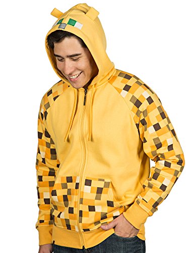 JINX Minecraft Men's Ocelot Premium Zip-Up Hoodie (Yellow, X-Large)