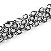 CleverDelights 5x7mm Cable Chain Necklaces - Gunmetal Silver Color - 5 Pack - 24 Inch Length