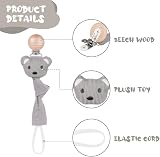 Vicloon 3 Pcs Baby Dummy Clips Beech Wood Pacifier Chain Holder Clips view 4
