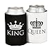 King and Queen Can Cooler - Front and Back Print- Wedding, Anniversary, Newlywed, Bridal shower, Bachelorette Novelty Gift Set - Pack of 2- Gift for Mom, Women, Friends or Her