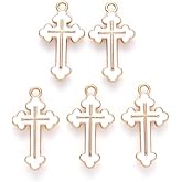 KitBeads 100pcs Enamel White Cross Charms Religion Christ Jesus Crucifix Charms for Jewelry Making Bracelets Necklace Earrings Crafts Bulk