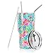 30 oz. Tumbler Double Wall Stainless Steel Vacuum Insulation Travel Mug with Crystal Clear Lid and Straw, Water Coffee Cup for Home,Office,School, Ice Drink, Hot Beverage,Flamingo