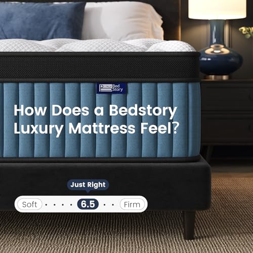 BedStory Medium Firm King Mattress 12 Inch, Deep Sleep Hybrid Mattress with Extra Lumbar Support, King Size Bed in a Box for Spine Alignment ＆ Pressure Relief, CertiPUR-US Certified, 365-Night Trial