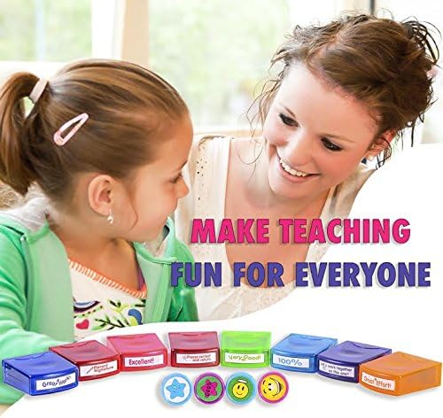 PlayBoom ECR 4 Kids 12-Piece Assorted Self-Inking Student Motivation Teacher Supplies Stamp