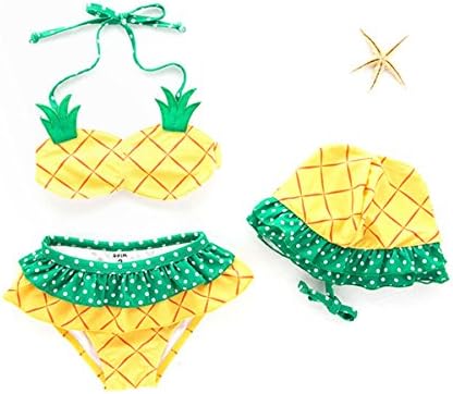 ARSTART Baby Girls Cute Pineapple Bathing Suits Halter Two-Pieces Bikini Set with Hat Tankini Swimsuits
