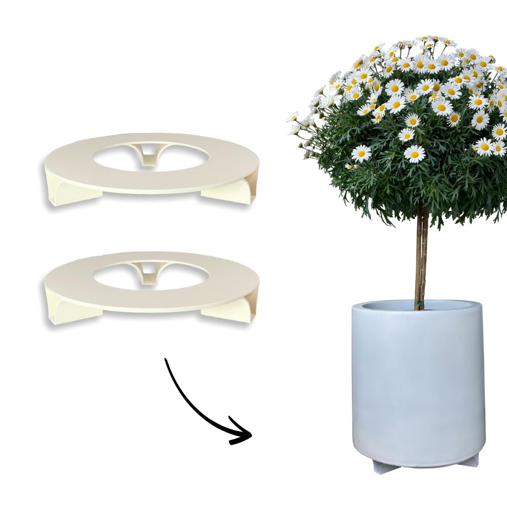 terraced® - Set of 2 - Flower Pot Saucers - Colour: Cream White - Round - 27 cm Diameter - Saucer Flower Pot - Recycled Material - Made in Germany