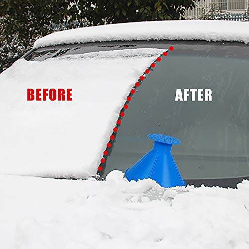 image for Feeke 2 Pack Ice Scraper Round Car Window Windshield Cone - Larger Cov