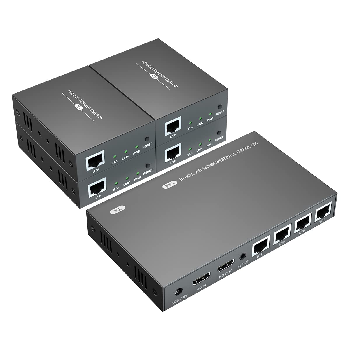 Photo 1 of 150m HDMI Splitter Extender 1x4 Transmit Remote 1080P Audio Video Over Cat5e/6 Ethernet Mirror 4 Screens Support Loopout Remote 1 in 4 Out for TV