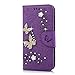 YOKIRIN Galaxy S8 Wallet Case, Luxury 3D Handmade Crystal Rhinestone Case Embossed Double Bling Butterfly PU Leather with Wrist Strap Stand Credit Card ID Holders Skin for Samsung Galaxy S8, Purple