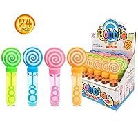 Kyrieval 24 pcs Mini Bubble Wand Set 4 Colors Party Favors Toy for Kids Birthday Party Gift