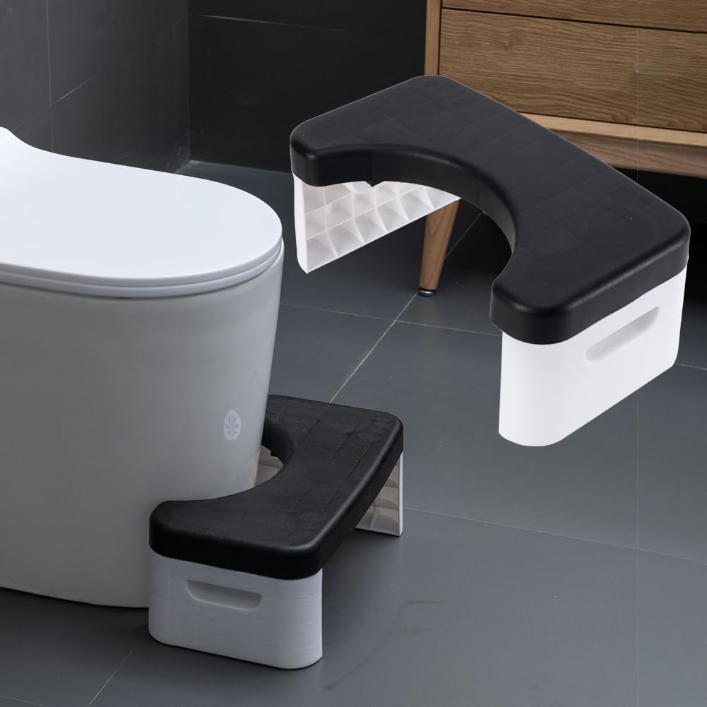 7 inch Toilet Stool for Adult and Kids, Detachable ＆ Stackable, Bathroom Potty Step Stool, for Healthier Toilet Posture (Black)