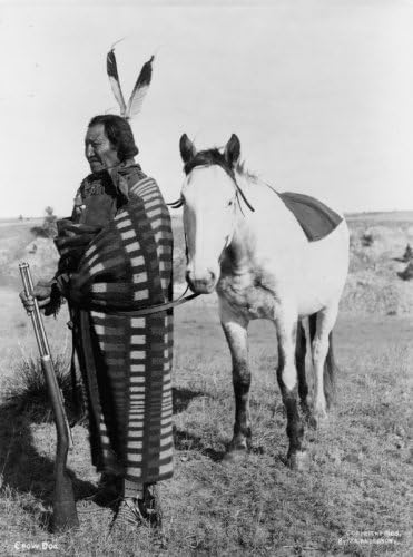 Photographs - Sioux Indian, full-length portrait, facing left, holding rifle, in front of horse. Vintage 8x10 Photograph - Ready to Frame