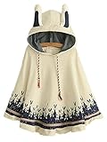 Aza Boutique Women's Cute Cotton Blend Rabbit Ears Hooded Cape, 1_Beige, OS