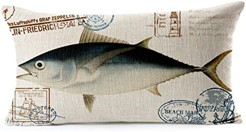 Animal Hand Painted Ocean Tropical Fish Throw Pillow Case Cushion Cover Decorative Cotton Blend Linen Pillowcase for Sofa 30cm X 50cm (1)