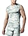 TSLA Men's Sleeveless Workout Shirts, Dry Fit Running Compression Cutoff Shirts, Athletic Training Tank Top, Round Neck Top Camo Light Grey, Large