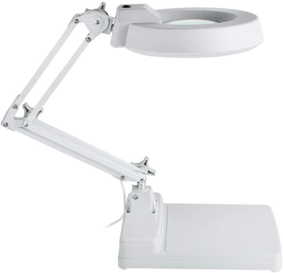 10X Desktop Magnifier Lamp with LED Light Adjustable Arm Magnifier