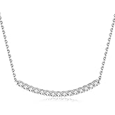 JewelryPalace Round Cut Cubic Zirconia Bar Collar Pendant Necklace for Women, 14K White Yellow Rose Gold Plated 925 Sterling Silver Necklaces for Her, Simulated Diamond 18 Inches Chain