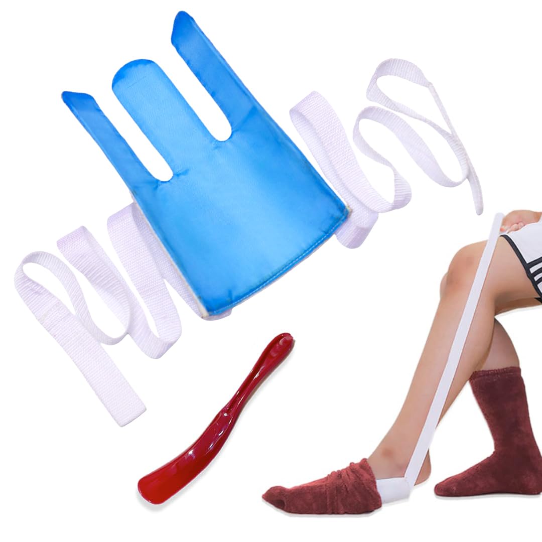 Ideal Sock Aids for Putting Socks On and Off with Shoe Horn for Seniors, Disabled, Pregnant and Diabetics. Three Finger Design No More Bending Sock Aid. Sock Helper, Sock Assist Sock Puller Tool