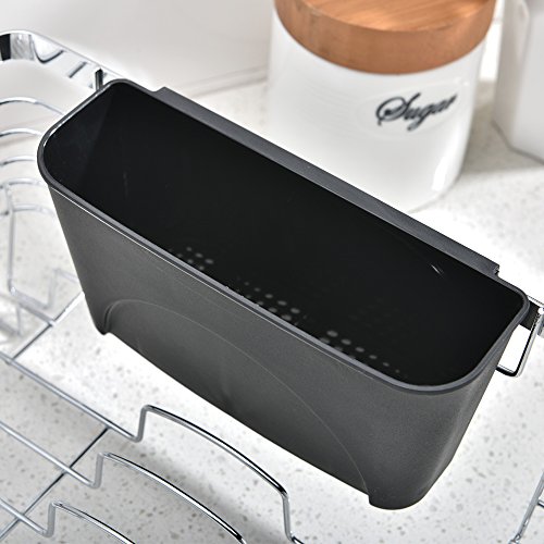 Loclgpm Modern Rust-Proof Large Draining Dish Drying Rack, 1 Tier Easy Storage, Dish Rack without Drain Board for Kitchen Over/In Sink, 1 Wide Tableware Rack and Knife Holder Accessory - Thumbnail 5