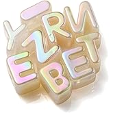 DanLingJewelry 100Pcs Random Light Yellow Acrylic Letter Beads Large Hole UV Plating Iridescent Alphabet A~Z Beads for Jewelry Making Necklace