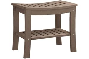 Waterproof Shower Bench for Inside of Shower, HDPE Plastic Bathroom Seat with Storage Shelf, 400 LB Capacity Heavy Duty Bath 