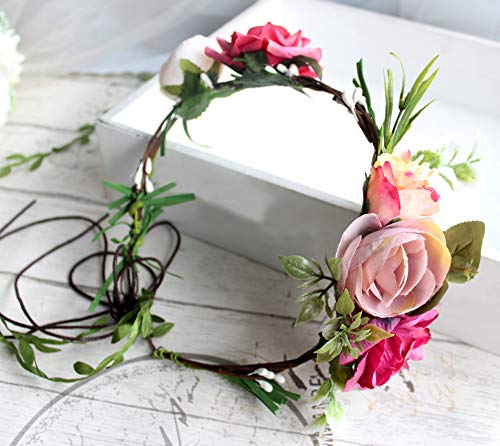 image for Vivivalue Rose Flower Crown Flower Garland Headband Hair Wreath Floral