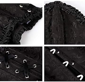 women's lacing corset top satin floral boned overbust body shaper bustier