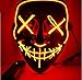 LED Halloween Purge Mask, Scary Cosplay Light up Mask for Festival Parties Red