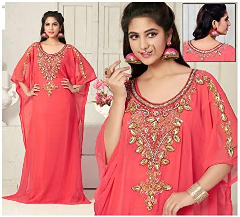 OKM Women's Dubai Style Kaftan Caftan Farasha Jalabiya Abaya Long Maxi Dress Top