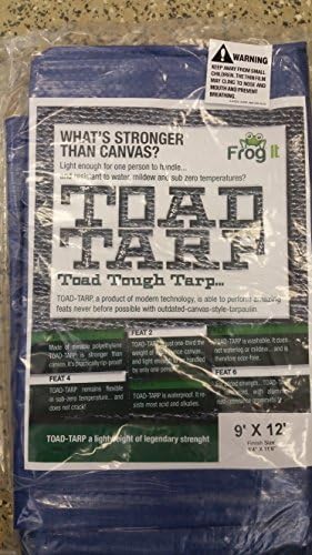 TTRP912 Blue 9' x 12' Toad Tarps Multi-purpose 6ml Waterproof Poly Tarp Cover, Tent Shelter Camping Tarpaulin By