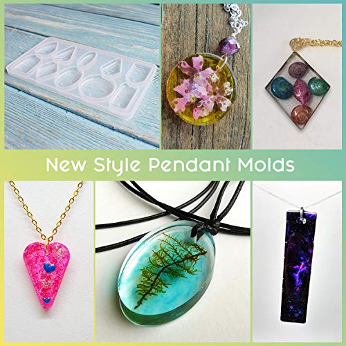 LET'S RESIN Pendant Molds 14 Pcs Resin Jewelry Molds, Silicone Molds for Epoxy Resin, UV Resin, Resin Casting Molds for Jewelry Making DIY Craft