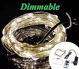 Zzmart Dimmable 12V 50ft 150 Leds String Lights with Wireless Remote Control-- Waterproof Flexible Copper Wire, Holiday Decorative LED Lights for Outdoor and Indoor (1, Warm White)