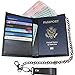 Carbon Fiber RFID Blocking Anti-Theft Passport Wallet w/ Removable Chain