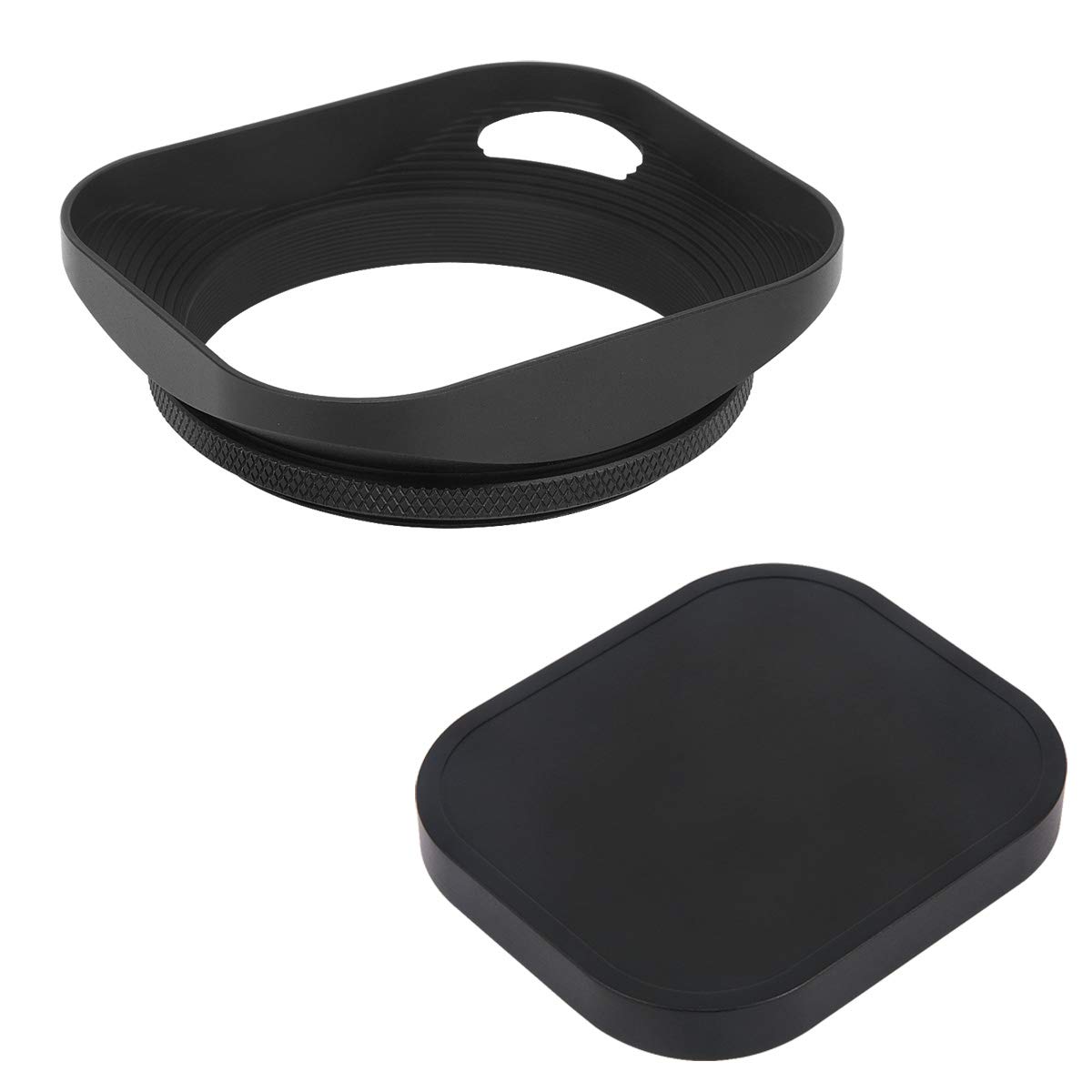 Haoge LH-B58P 58mm Square Metal Screw-in Lens Hood Hollow Out Designed with Cap for Leica Rangefinder Camera with 58mm E58 Filter Thread Lens Black