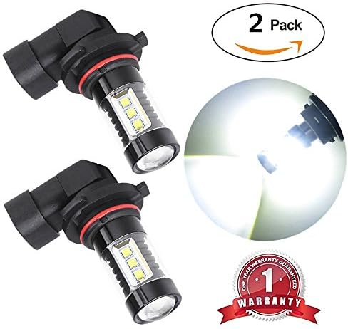 FlashWolves Extremely Bright Max 80W High Power 9145 9140 H10 LED Bulbs with projector for DRL or Fog Lights, Xenon White 6000K (Pack of 2)