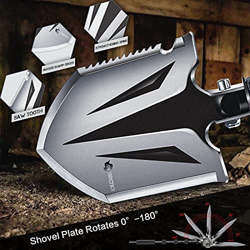ANTARCTICA Folding Camping Survival Shovel Multifunctional Multitool Compact Tactical Entrenching Tool for Hunting Hiking Fishing