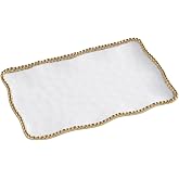 Pampa Bay Golden Salerno Titanium-Plated Porcelain Medium Platter, 14.25 x 9 x 1in