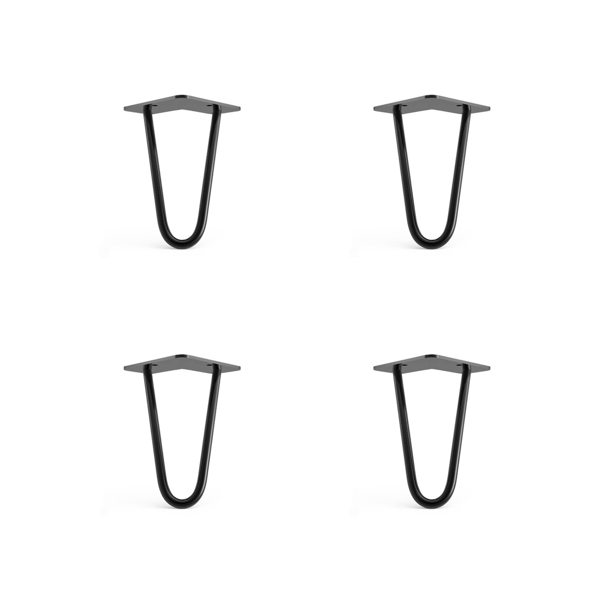 4 x Hairpin Legs from DT IRONCRAFT - 15cm 2 Rod / 10mm, Black - Chest, Carbin and Dresser Legs with Floor Protector Feet & Screws