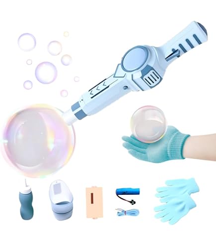 Smoke Bubble Machine - Macchina per bolle di sapone, con elastico colorato, per feste, con effetto fumo, leggera
