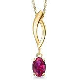 Gem Stone King 10K Yellow Gold Personalized and Customized Oval 6X4MM Gemstone Birthstone Pendant Necklace for Women With 18 Inch Chain