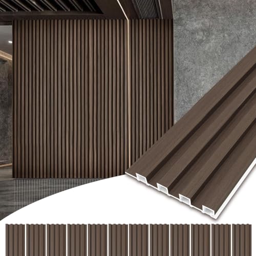 Wood Wall Slat Panel, 3D Fluted Wall Paneling for Interior 100 * 15 * 1.7cm | WPC Decorative Wall Stickers Noise Reduction, Wood Grain Textured Slats Wallpaper with Buckles for Ceiling Decor