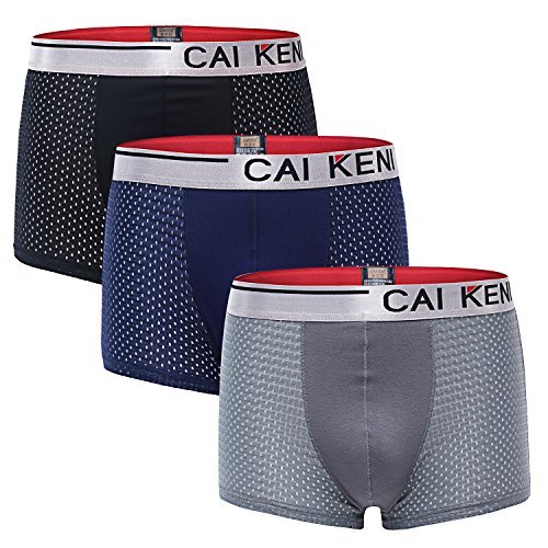CAIKENI Mens Breathe Underwear Comfortable Boxer Briefs Ultra Soft Cotton Shorts Underpants Medium Rise Trunk MixColor XL 3 Packs